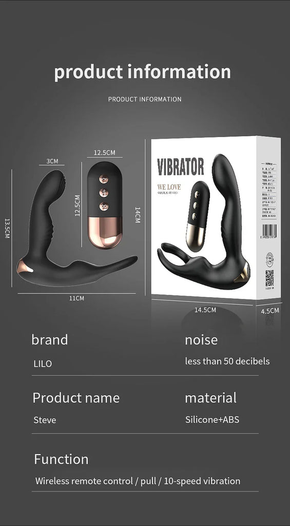 Anal Plug Pull Prostate Massager Wireless Remote Control Double Shock Sex Masturbator Adult Products