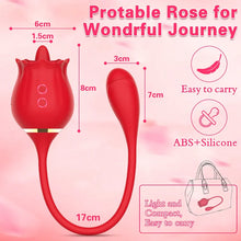 Load image into Gallery viewer, 2 In 1 Rose Clitoris Vibrator Tongue Licking Thrusting Vibrator Nipple Stimulator