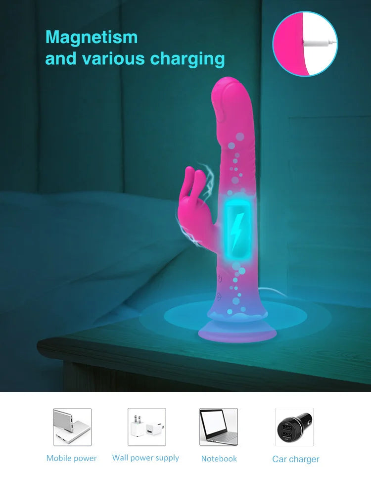 Rain Love Thrusting Strong Shock Rabbit Vibrator With Suction Cup