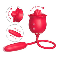 Load image into Gallery viewer, 2 In 1 Rose Toy Thrusting Dildo Vibrator With 9 Tongue Licking 9 Thrusting Vibrating