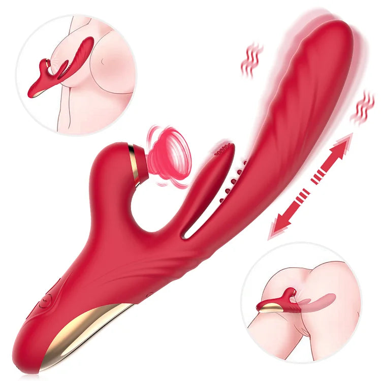 3 in 1 Suction & Thrusting Vibrator With Tongue For Clitoris & G-spot