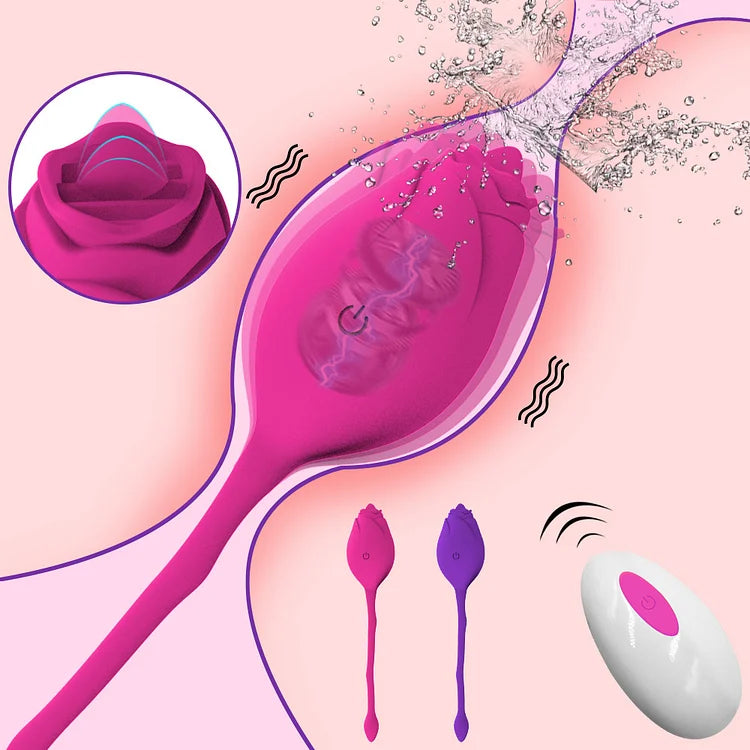 Wireless Rose Vibrator Female with Tongue Licking G-Spot Vaginal Ball Stimulator Love Egg