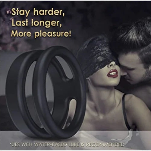 Silicone Dual Penis Ring, Premium Stretchy  Erection Cock Ring Erection Enhancing Sex Toy