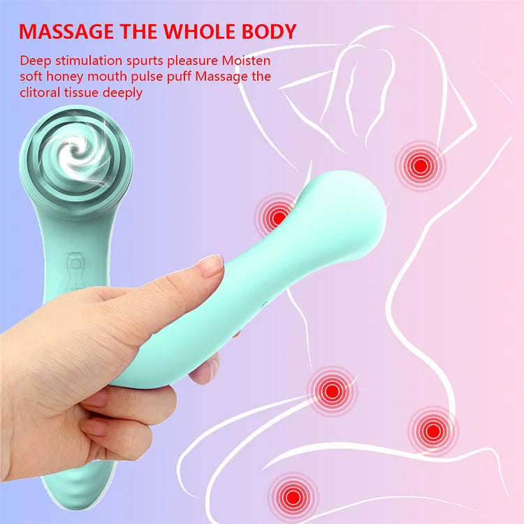 2-in-1 cyan rose Sucking And Vibrating Stick