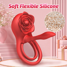 Load image into Gallery viewer, Rose Shackle Remote Control Dual-motor Vibration Penis Ring For Couples