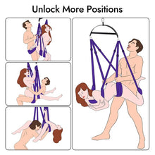 Load image into Gallery viewer, Ultra Sturdy - Padded Handlebar Restraint Straps with 1100 lbs Double Purple Black Sex Swing