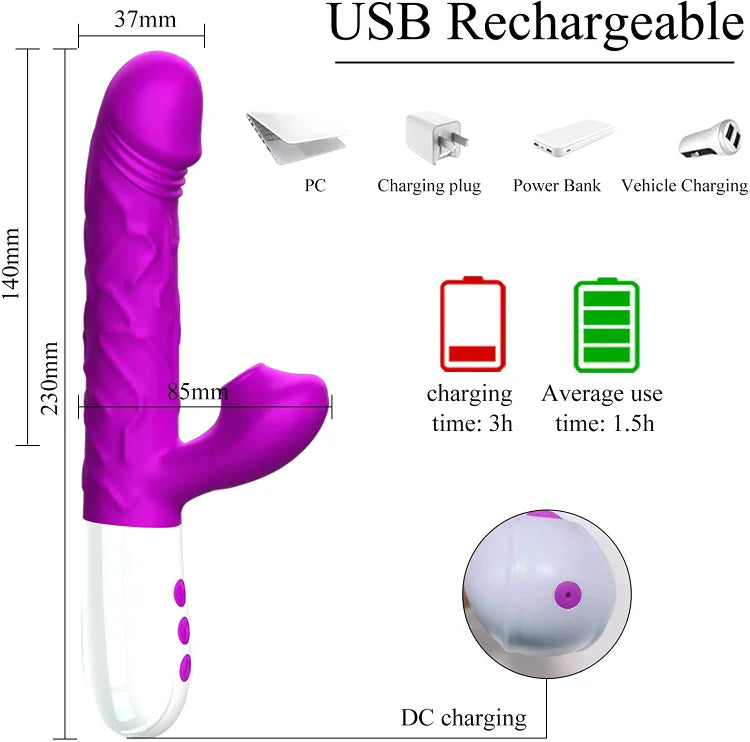 Thrusting Sucking Rabbit Vibrator G Spot Vibrator