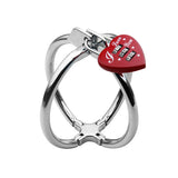 Heart-shaped Password Stainless Steel Cross Sex Handcuff