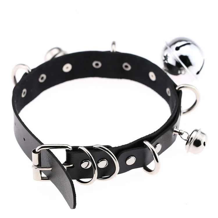 Leather Bell Fun Collar With Traction Rope Dog Slave Sm Adjustment And Restraint Punishment Adult Sex Products