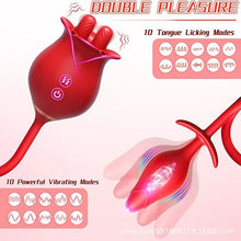 Load image into Gallery viewer, Romeo Double-pistil Tongue-licking Rose Toy With Vibrating Anal Plug