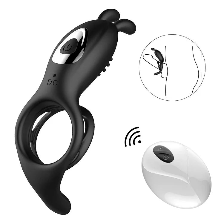 9 Frequency Vibrating Rabbit Ear Cock Ring