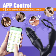 Load image into Gallery viewer, APP/Controller &amp; 9-Telescopic / Vibration &amp; Penis Ring Locking Prostate Massager