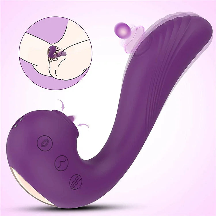 3 in 1 Clitoral Sucking & Licking Vibrator - G Spot Flapping & Vibrating Dildo Vibrators , Rechargable & Waterproof