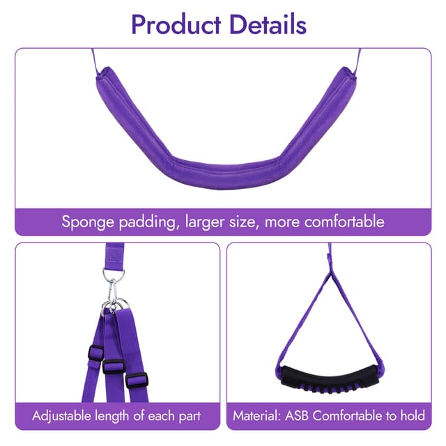 Door Swing - Upgraded Sex Swing with Hand Rings, Black and Purple