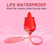 Load image into Gallery viewer, 2 In 1 Rose Toy Tongue Licking Rose Vibrator With Telescopic Bullet