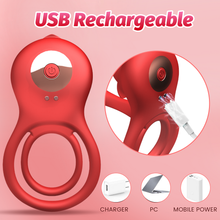 Load image into Gallery viewer, Rose Shackle Remote Control Dual-motor Vibration Penis Ring For Couples