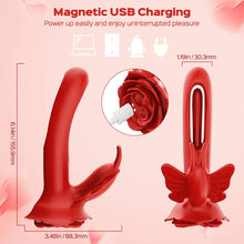 Load image into Gallery viewer, 3 In 1 Rose Butterfly Flapping Vibrator G-spot Clitoral Stimulator