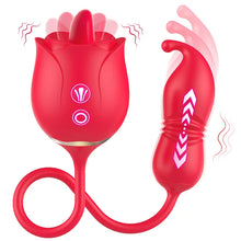 Load image into Gallery viewer, 3 In 1 Rose Toy Thrusting Dildo Vibrator G Spot Clit Bullet Vibrators