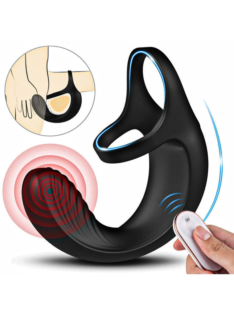 3 IN 1 Prostate Stimulation Vibrating Cock Ring Remote Control Waterproof