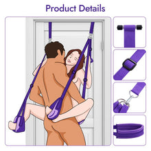 Load image into Gallery viewer, Door Swing - Upgraded Sex Swing with Hand Rings, Black and Purple