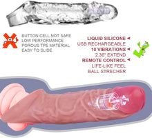 Load image into Gallery viewer, 10 Vibration Silicone Vibrating Penis Extender with Ball Stretcher