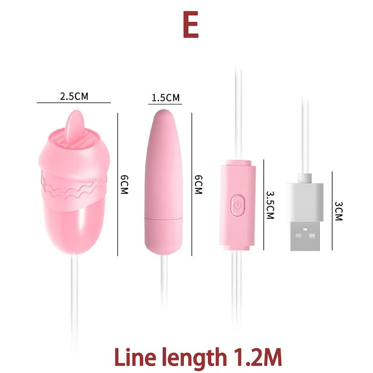 Flirting Egg Female Masturator Tongue Lick Double Shock Fun Jumping Egg Usb Female Adult Toy Fun Supplies