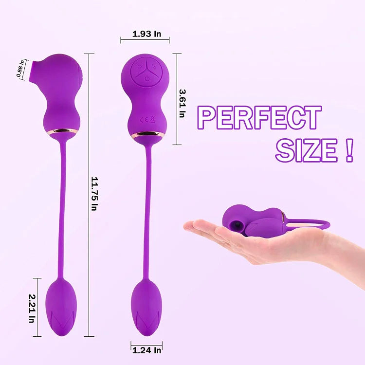 Rose Vibrator Clitoral Sucking Vibrator with Vibrating Egg, 2 in 1 Clit & G-spot Stimulator with 7 Suction & 7 Vibration Modes