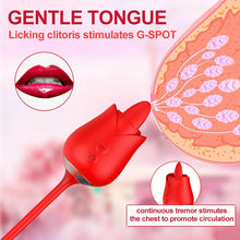 Load image into Gallery viewer, 2 In 1 Rose Toy Tongue Licking Rose Vibrator With Telescopic Bullet