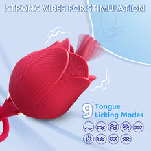 Load image into Gallery viewer, Rose Double Head Tongue Licking Vibrator With Vibrating Egg Bullet