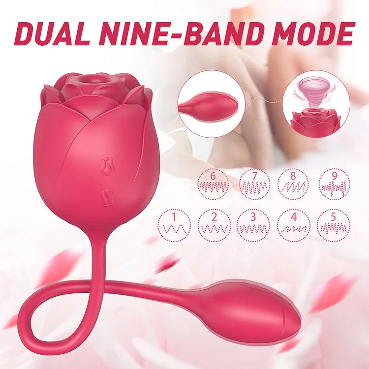 3-in-1 Double Headed Sucking Tapping Rose Toy With Vibrating Bud