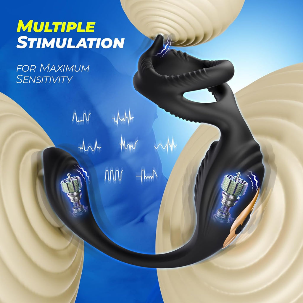 7 Vibrating Prostate Massager 4 in 1- Multiple Stimulation Cock Ring