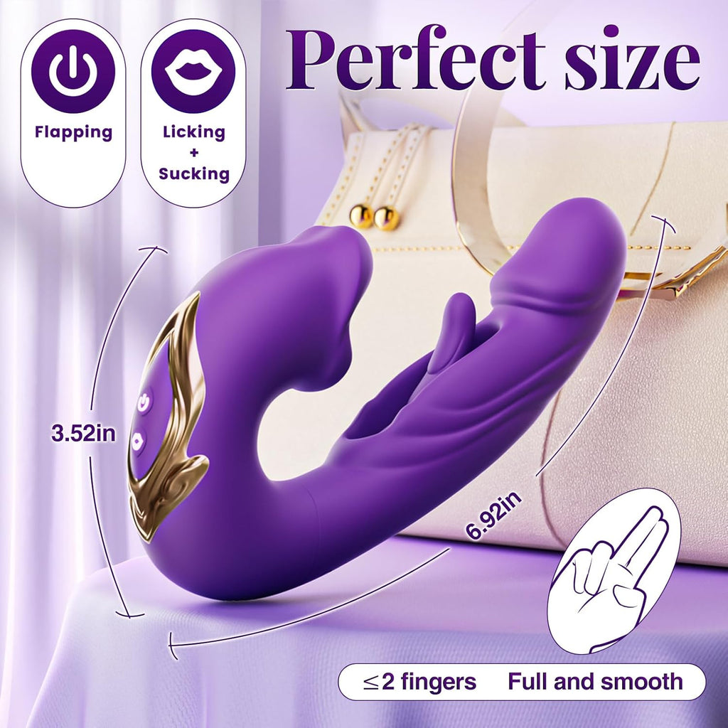 7x Flapping & Licking 3 in 1 G Spot Vibrator Dildo