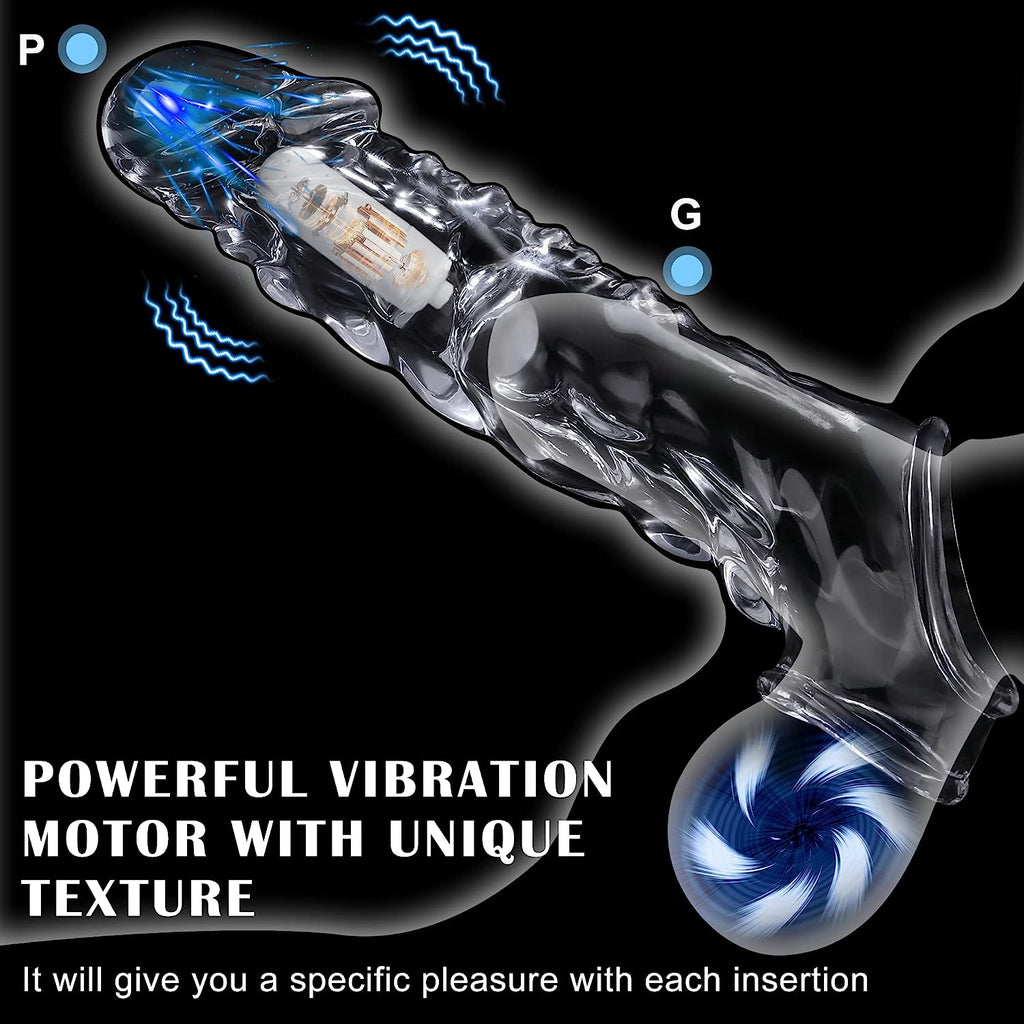 Reusable Clear Penis Sleeve with Vibrator Penis Ring