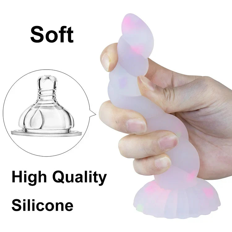 Luminous Anal Plug With Sucker Multi Color Silicone Butt Sex Toys