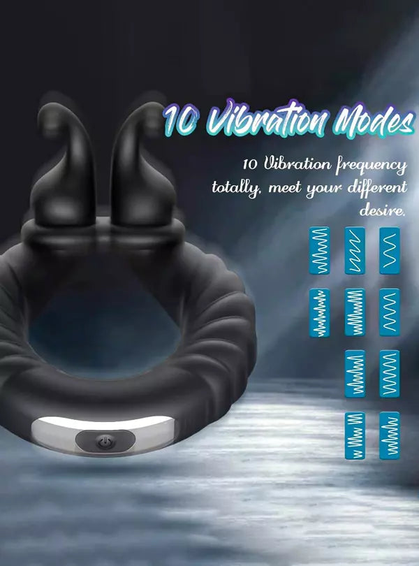 Adjustable 10 Frequency Vibration Cock Ring Waterproof Couple Sex Toy