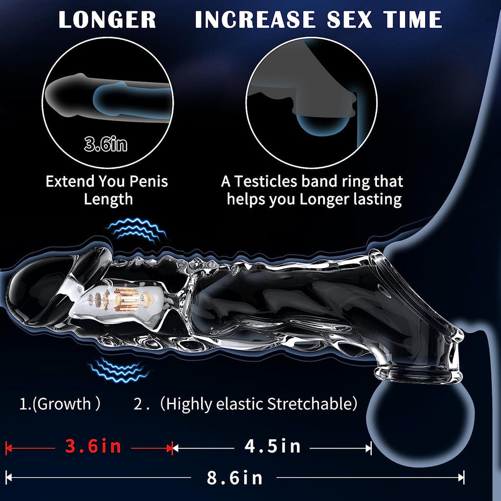 Reusable Clear Penis Sleeve with Vibrator Penis Ring