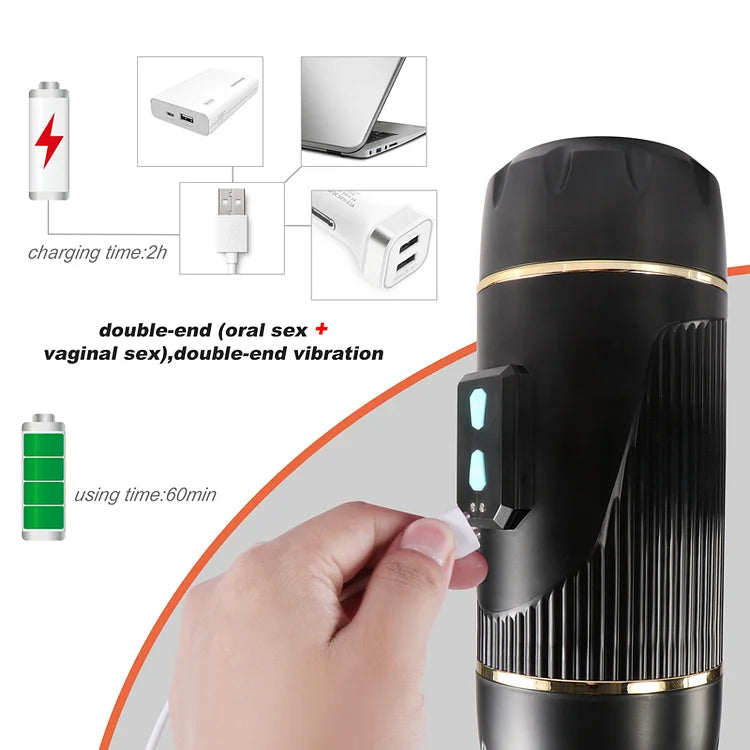 Double-headed aircraft cup fully automatic men's masturbation device mouth and vagina double acupoint famous device penis exercise adult sex toys