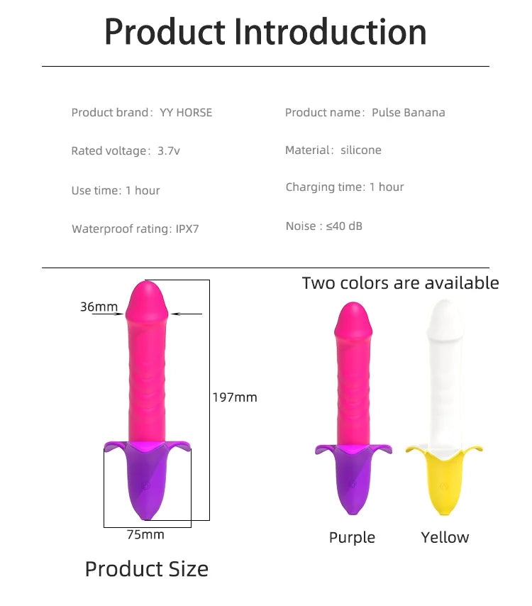 Banana Silicone Ultra-quiet Dildo Vibrator Vaginal Stimulator Female Masturbator Sex Doll