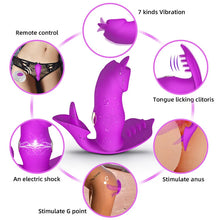 Load image into Gallery viewer, 3 In 1 Electric Shock Tongue Licking Clitoris Stimulator Vagina Massager With Remote Control