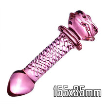 Load image into Gallery viewer, Glass Dildo Pink Rose Flower Butt Plug