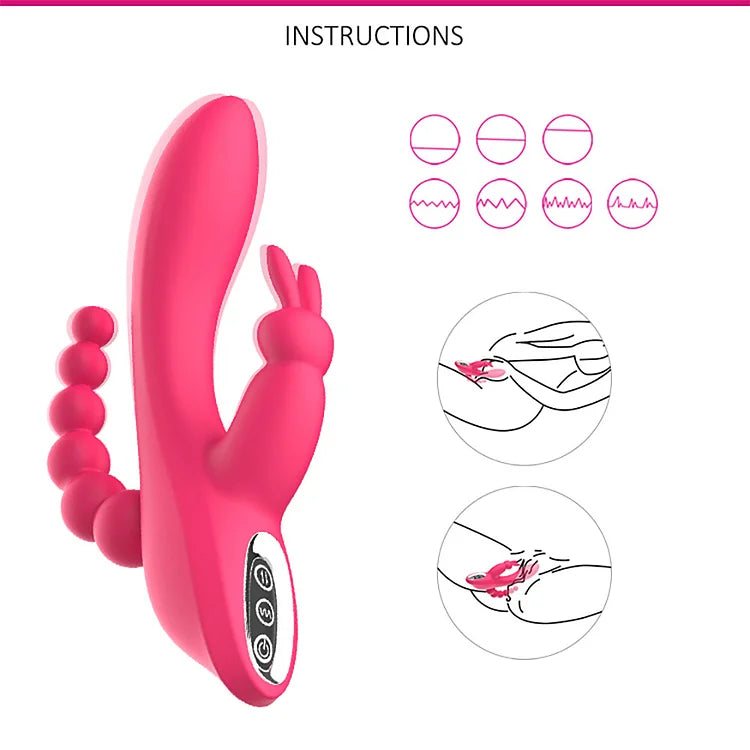 G Spot Dildo Rabbit Vibrator 3-in-one function Vibration Waterproof