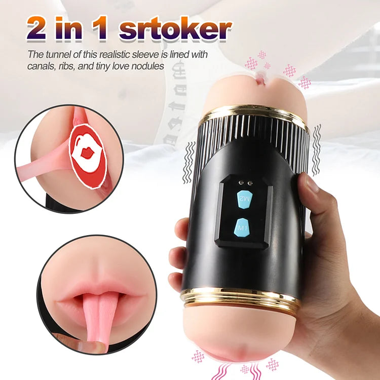 Double-headed aircraft cup fully automatic men's masturbation device mouth and vagina double acupoint famous device penis exercise adult sex toys