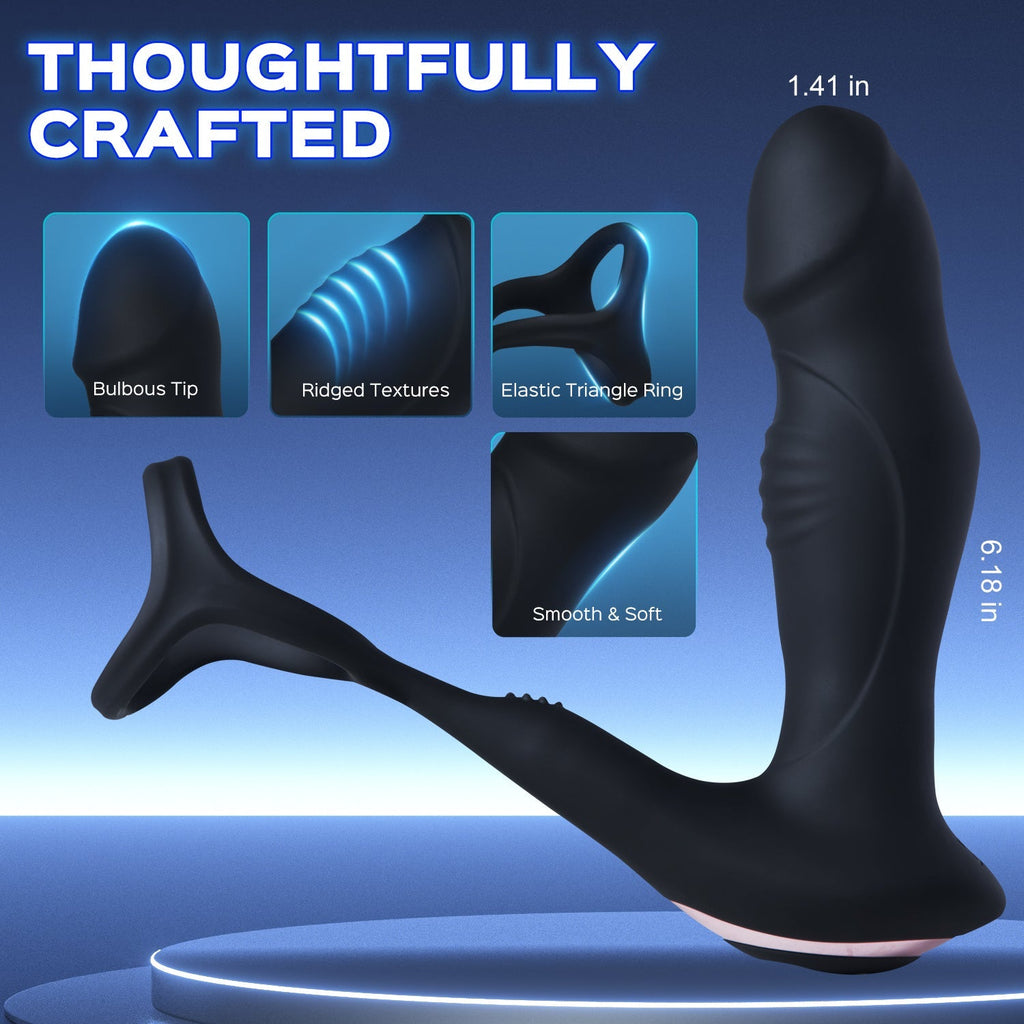 Kaleb - Remote Control Vibrating & Tapping Prostate Massager With Triangle Cock Ring