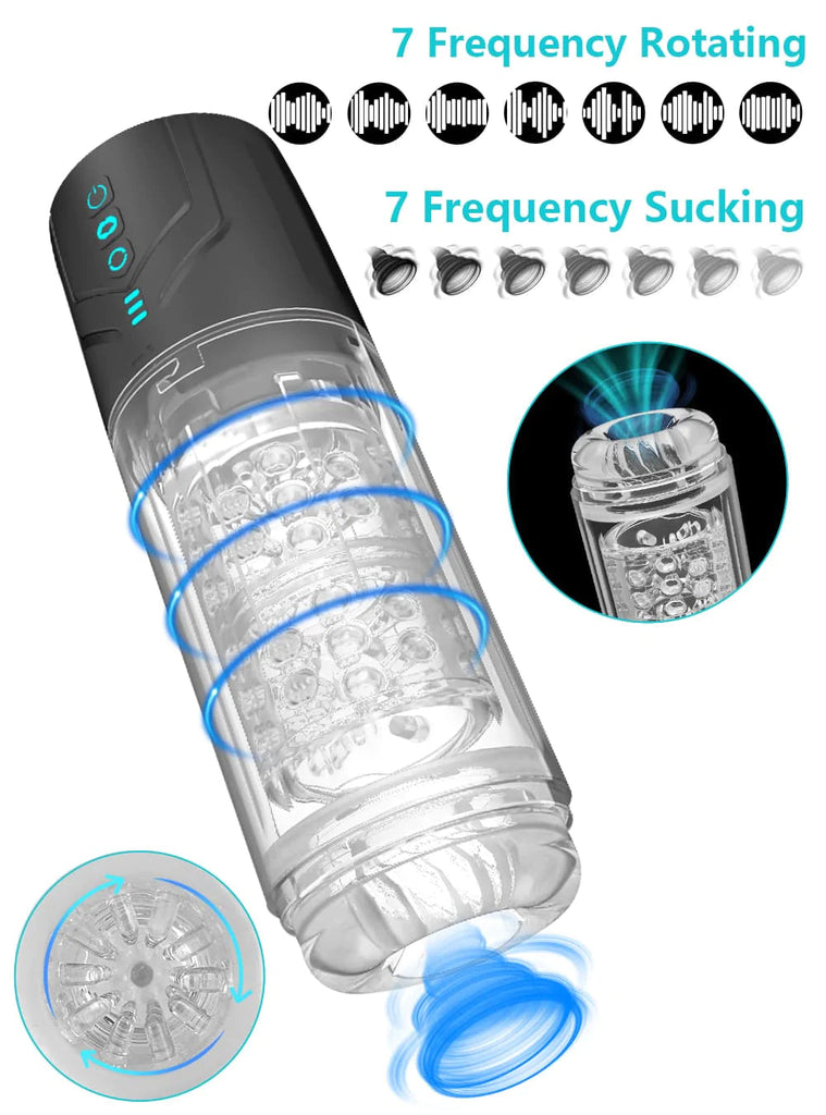 Male Masturbator 7 Frequency Rotation Suction Waterproof Blow Job Simulator