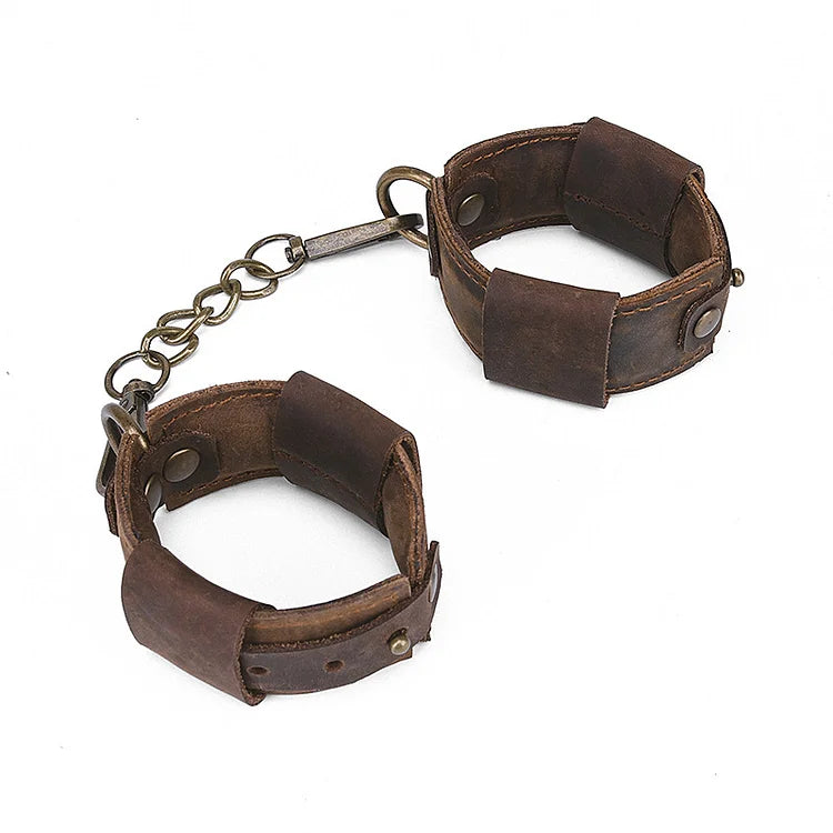 Brown Leather Adjustable Ankle Cuffs Sm Toy