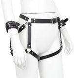 Pu Leather Harness Adjustable With Hand Cuffs Leg Cuffs