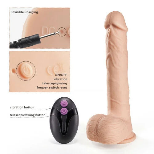 Rotary Telescopic Thrust Dildo Rocking Toy Vibration Stimulation Clitoris Anus Uterine Cavity Lifelike Strong Sucker