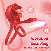 Load image into Gallery viewer, Rose Shackle Remote Control Dual-motor Vibration Penis Ring For Couples