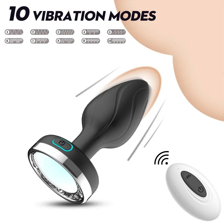 Remote Control Luminous Vibrating Anal Plug, Ten Frequency And Ten Color Switching, Out Anal Plug, Sex Toys For Men And Women, Foreign Trade Boom