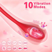 Load image into Gallery viewer, 2 In 1 Rose Clitoris Vibrator Tongue Licking Thrusting Vibrator Nipple Stimulator